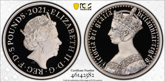 2021 GB Gothic Crown Portrait 2oz Silver 5 Pound PR69DCAM