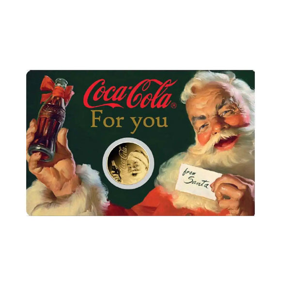 2023 Coca-Cola 3000Francs 1/1000oz Gold Santa Coin in Card