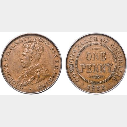 1933/32 Overdate Penny AU55
