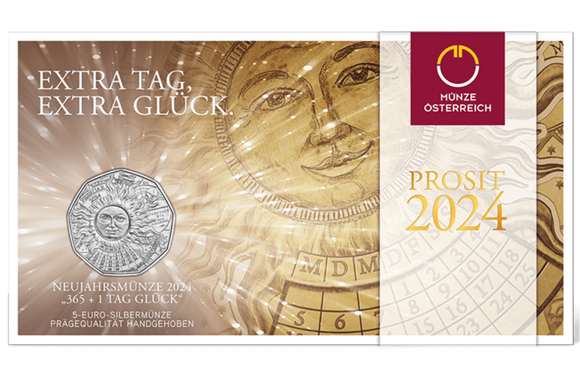 2024 New Year Coin - Lucky Leap in Silver 5 Euro Coin in Card