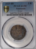 1820 Venezuela (Caracas) Silver 2 Reales AU50