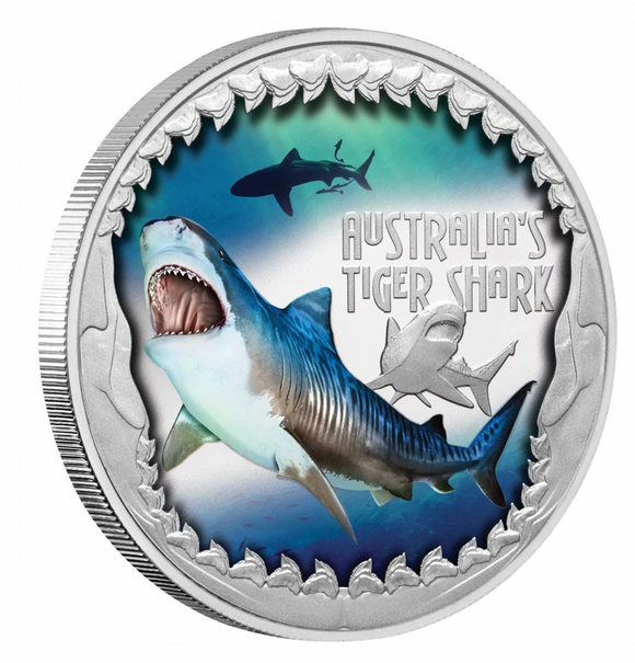2023 Deadly & Dangerous $1 Tiger Shark 1oz Silver Proof Coin