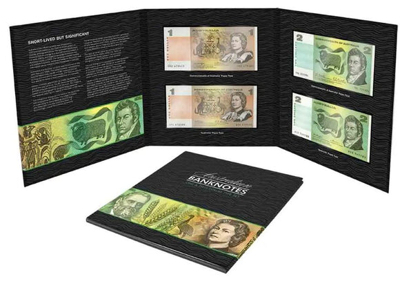 Australian $1 and $2 Banknote Type Set Folder