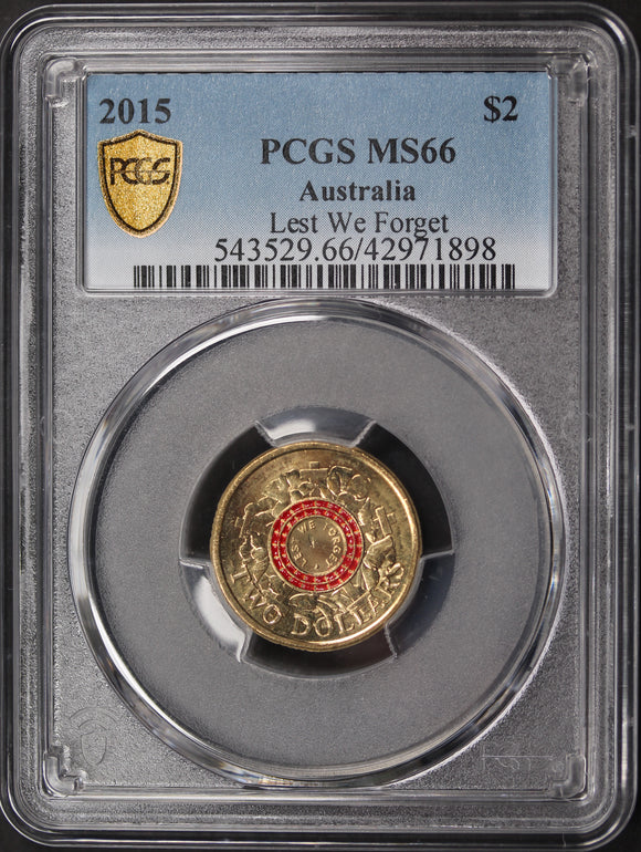 2015 $2 Red Lest We Forget MS66