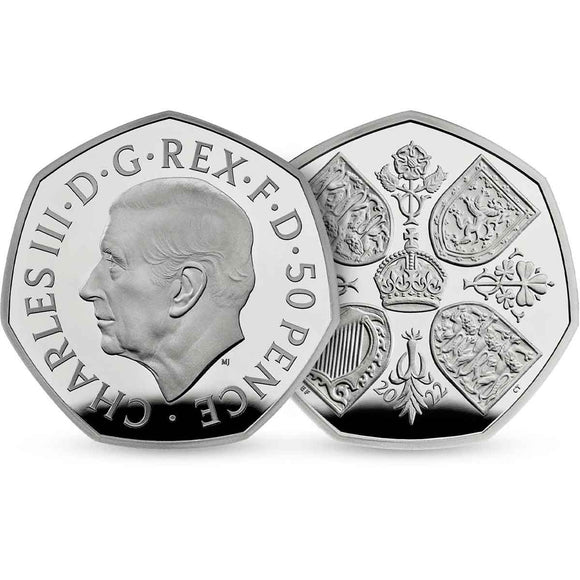 GB 2022 King Charles III 50p Queen Elizabeth II Tribute Silver Proof Coin