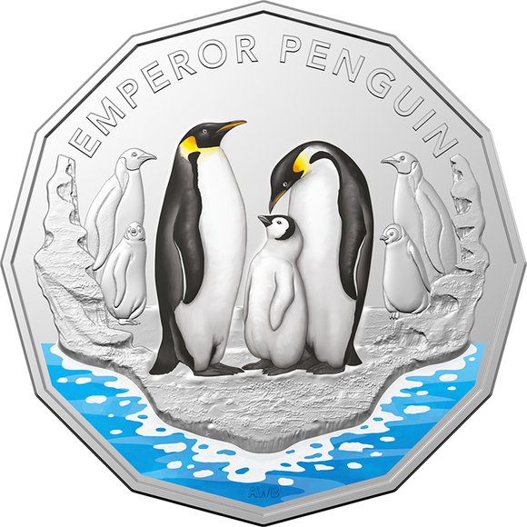2023 50c Emperor Penguin Coloured Coin in Card