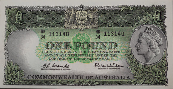 One Pound 1961 Coombs/Wilson aUNC
