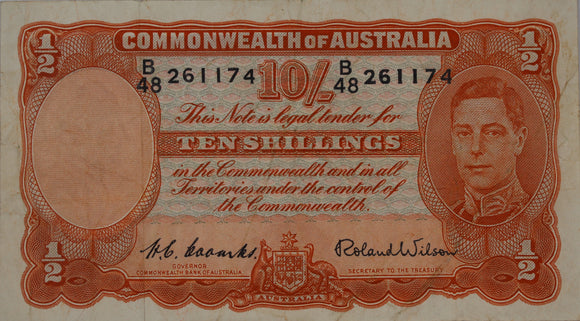 1952 Coombs/Watt 10 Shilling gVF