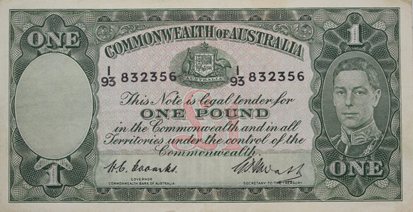 One Pound 1949 Coombs/Watt aEF