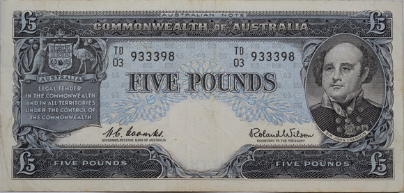 Five Pounds 1960 Coombs/Wilson gVF