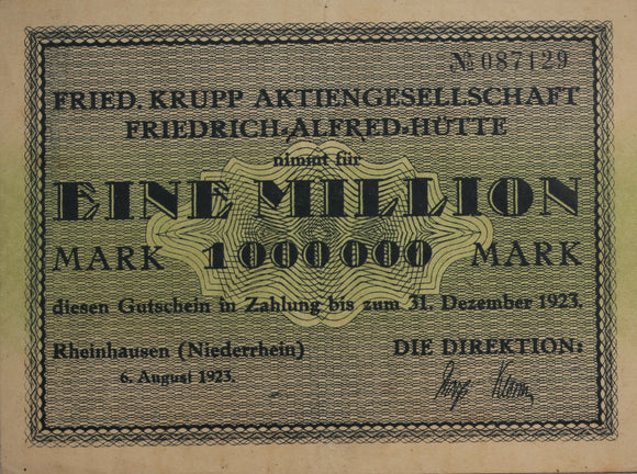 1923 Germany 1 Million Marks VF