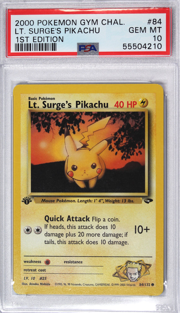 Lt Surge's Pikachu 2000 First Edition PSA 10