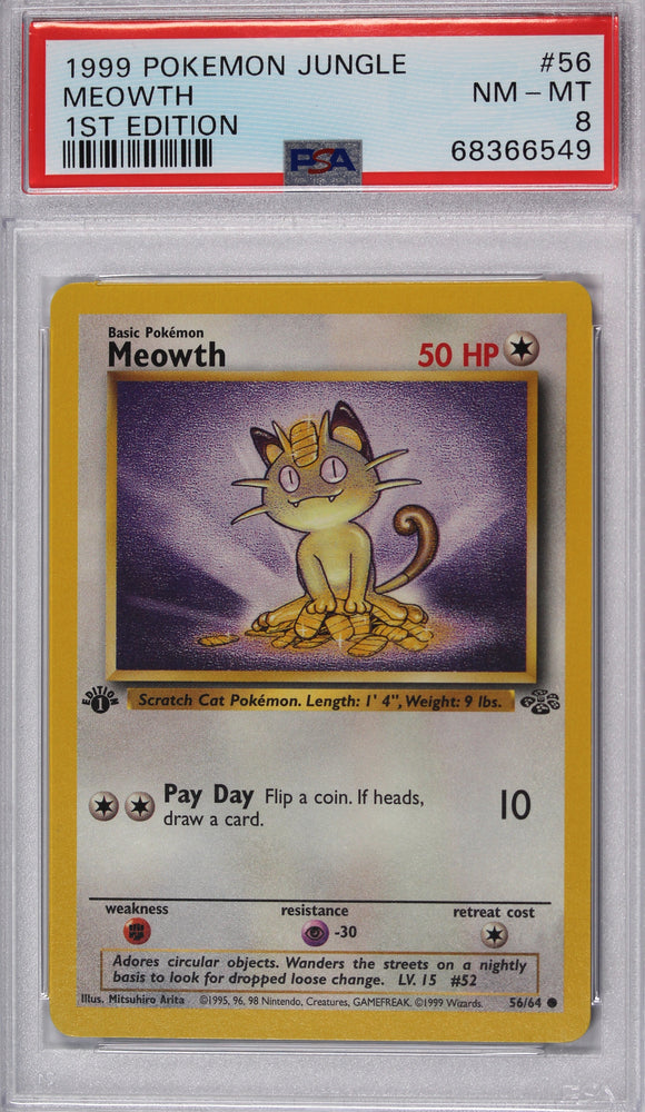 Meowth 1999 Jungle First Edition PSA 8 Pokemon Card
