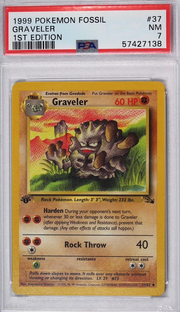 Graveller 1999 Fossil Set First Edition Pokemon Card PSA 7