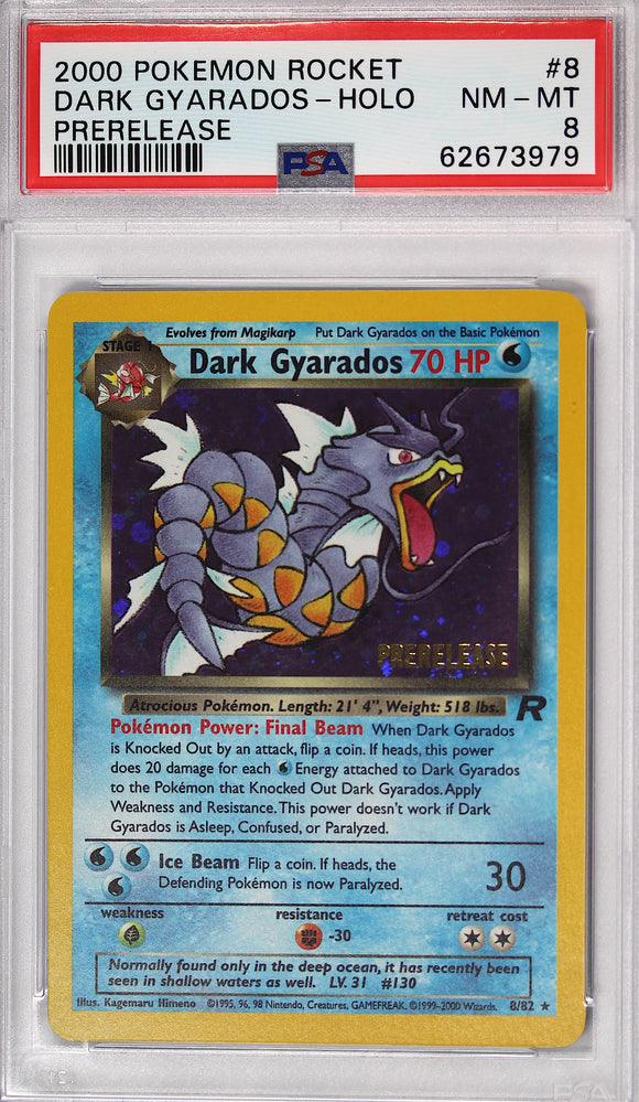Dark Gyarados 2000 Pre-release PSA 8 Pokemon Card