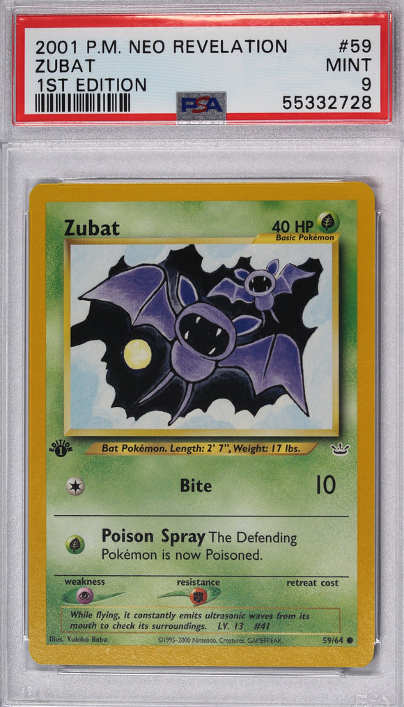 Zubat 2001 First Edition PSA 9 Pokemon Card