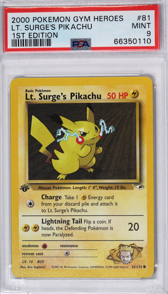 Lt Surge's Pikachu 2000 First Edition PSA 9 Pokemon Card