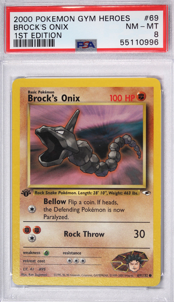 Brock's Onix 2000 First Edition PSA 8 Pokemon Card