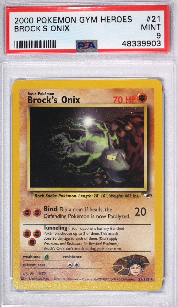 Brock's Onix 2000 Gym Heroes PSA 9 Pokemon Card