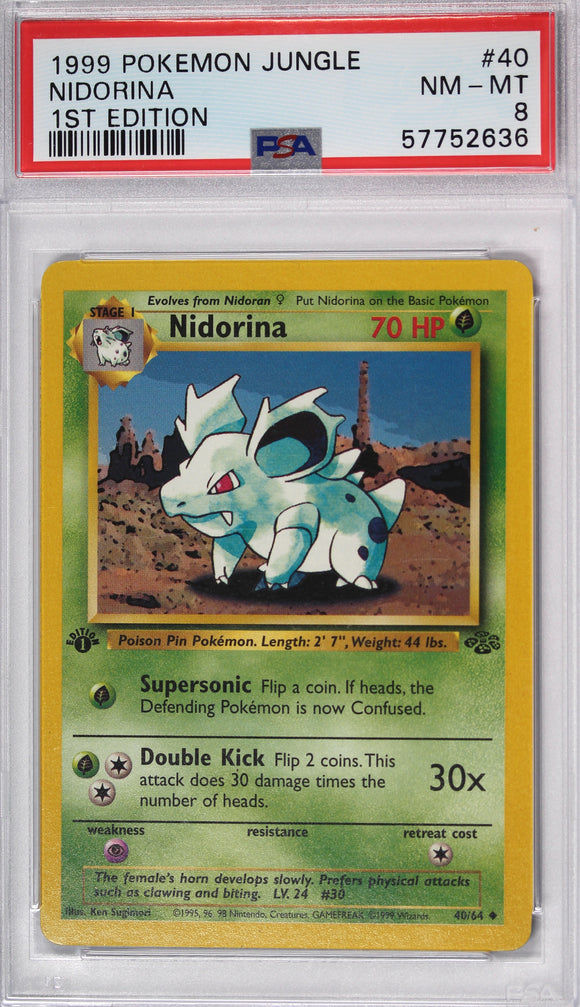 Nidorina 1999 Jungle Set First Edition PSA 8 Pokemon Card