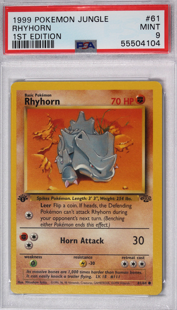 Rhyhorn 1999 First Edition PSA 9 Pokemon Card