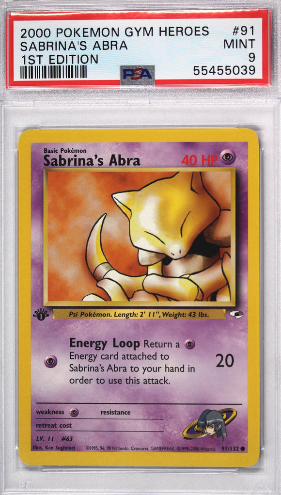 Sabrina's Abra 2000 First Edition PSA 9 Pokemon Card