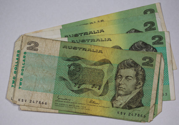 Australian $2 Paper Banknote Circulated