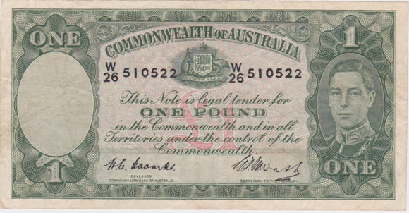 One Pound 1949 Coombs/Watt VF