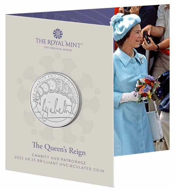 GB 2022 The Queen's Reign Charity and Patronage 5 Pound BU Coin