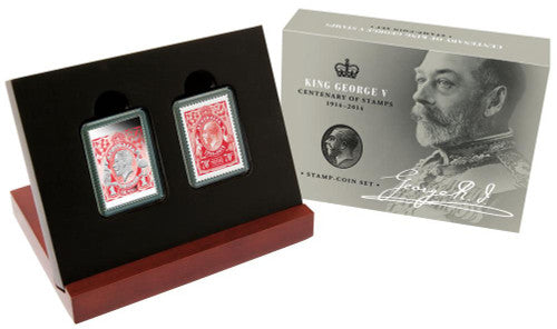 2014 50c King George V Centenary of Stamps 1/2oz Silver Proof Coin and Stamp Set