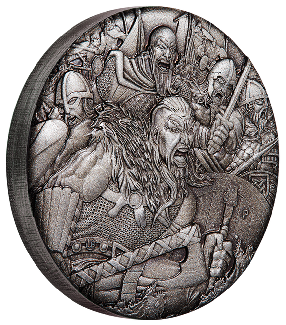 2018 Warfare - Vikings 2oz Silver Antiqued High Relief