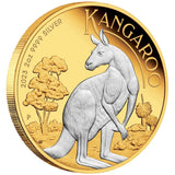 2023 Australian Kangaroo 2oz Silver Reverse Gilded Coin