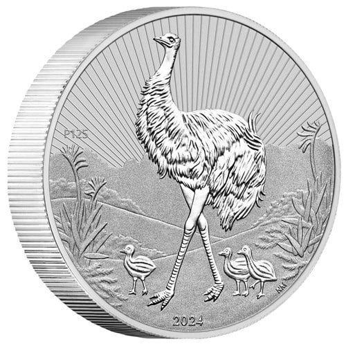 Next Generation Australian Emu 2024 2oz Silver Piedfort Bullion Coin