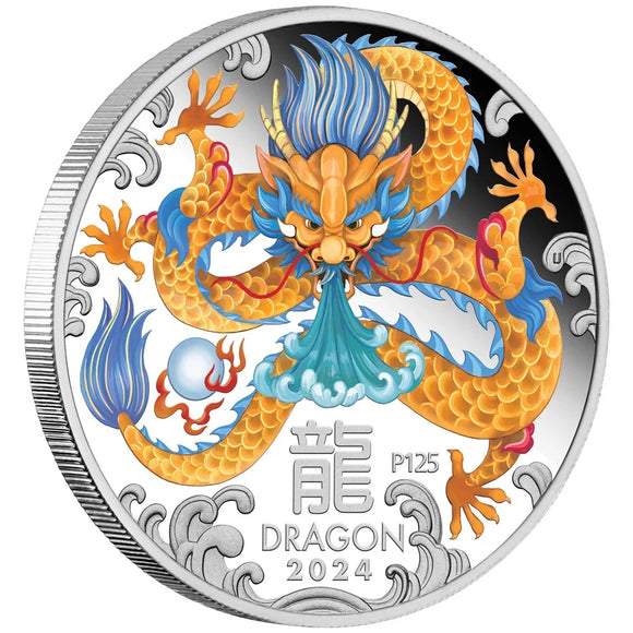 2024 Year of the Dragon 1oz Silver Proof Coloured Coin