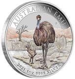 2021 $1 ANDA Melbourne Emu 1oz Silver Coloured Proof Coin