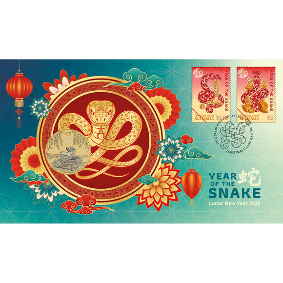 2025 $1 Christmas Island Lunar New Year of the Snake PNC