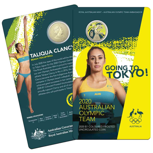 2020 $1 Australian Olympic Team Taliqua Clancy Coloured Uncirculated Coin