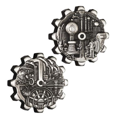 2018 Evolution of Industry 1oz Silver Gear-Shaped Two-Coin Set