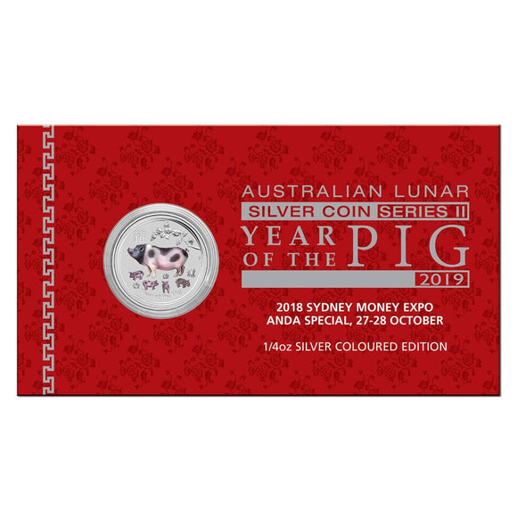 Year of the Pig 2018 25c Colour 1/4oz Silver Coin Sydney Money Expo