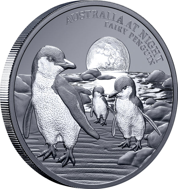 Australia at Night 2024 $1 Penguin 1oz Silver Black Proof Coin