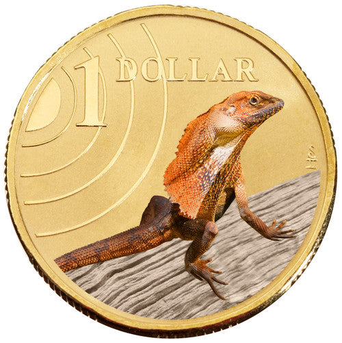 2009 $1 Land Series Frilled Neck Lizard Coloured Uncirculated Coin