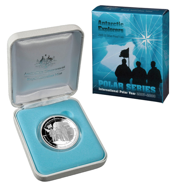 2009 $5 Polar Series Antarctic Explorers 1oz Silver Proof Coin