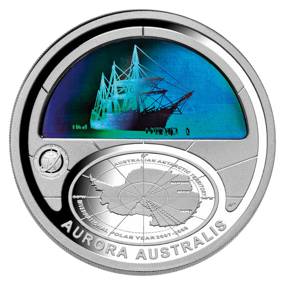 2009 $5 Polar Series Aurora Australis 1oz Silver Hologram Proof Coin
