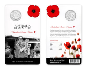 2009 20c Australia Remembers Australia Service Nurses Uncirculated Coin