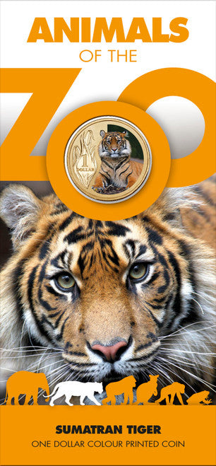 2012 $1 Animals of The Zoo Sumatran Tiger Coloured Uncirculated Coin