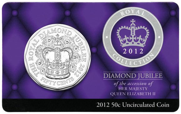 2012 50c Royal Collection Diamond Jubilee of The Accession of Her Majesty Queen Elizabeth II Uncirculated Coin