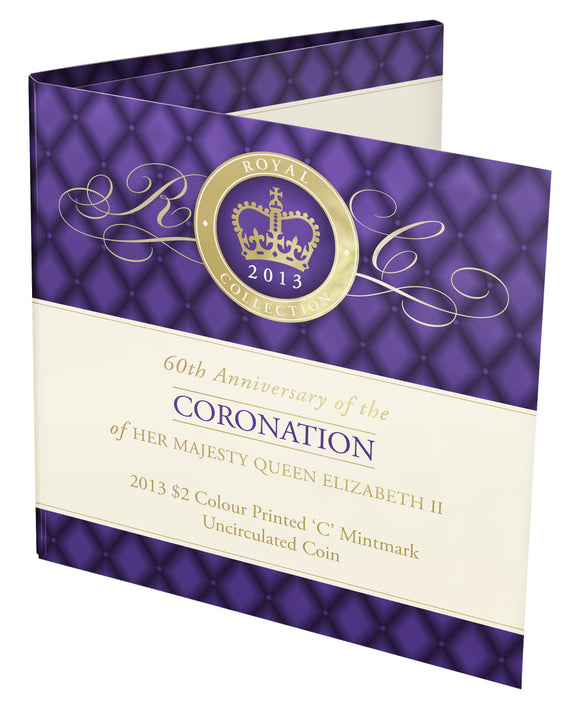 2013 Coronation Purple Coloured $2 C Mintmark Coin in Card