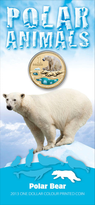 2013 $1 Polar Series Polar Bear Coloured Uncirculated Coin