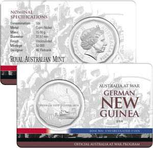 2014 50c Australia At War German New Guinea Uncirculated Coin