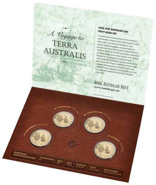 2014 $1 A Voyage To Terra Australis Uncirculated 4 Coin Set